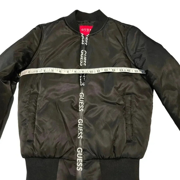GUESS Black Bomber Jacket with Logo Tape - Picture 10 of 13